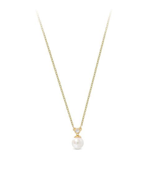 Colar Zircão e Pérola Dourado