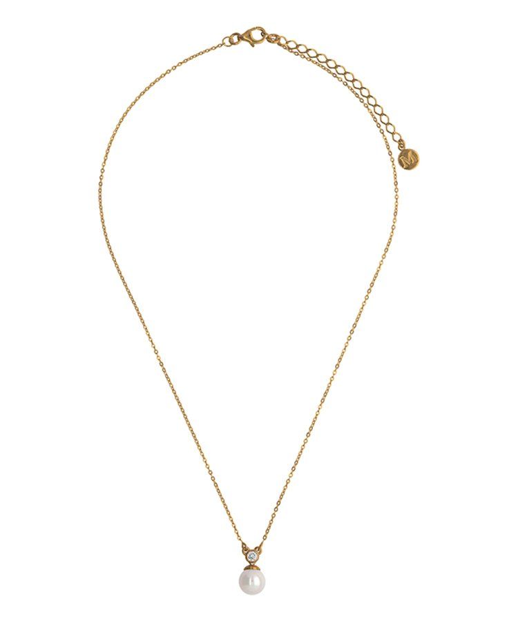 Colar Zircão e Pérola Dourado