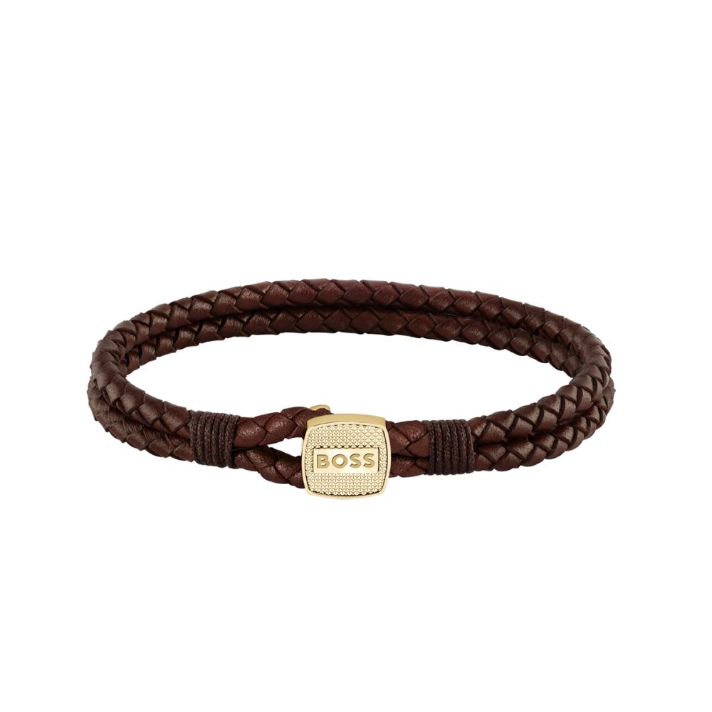 Pulseira Pele Castanha e Aço