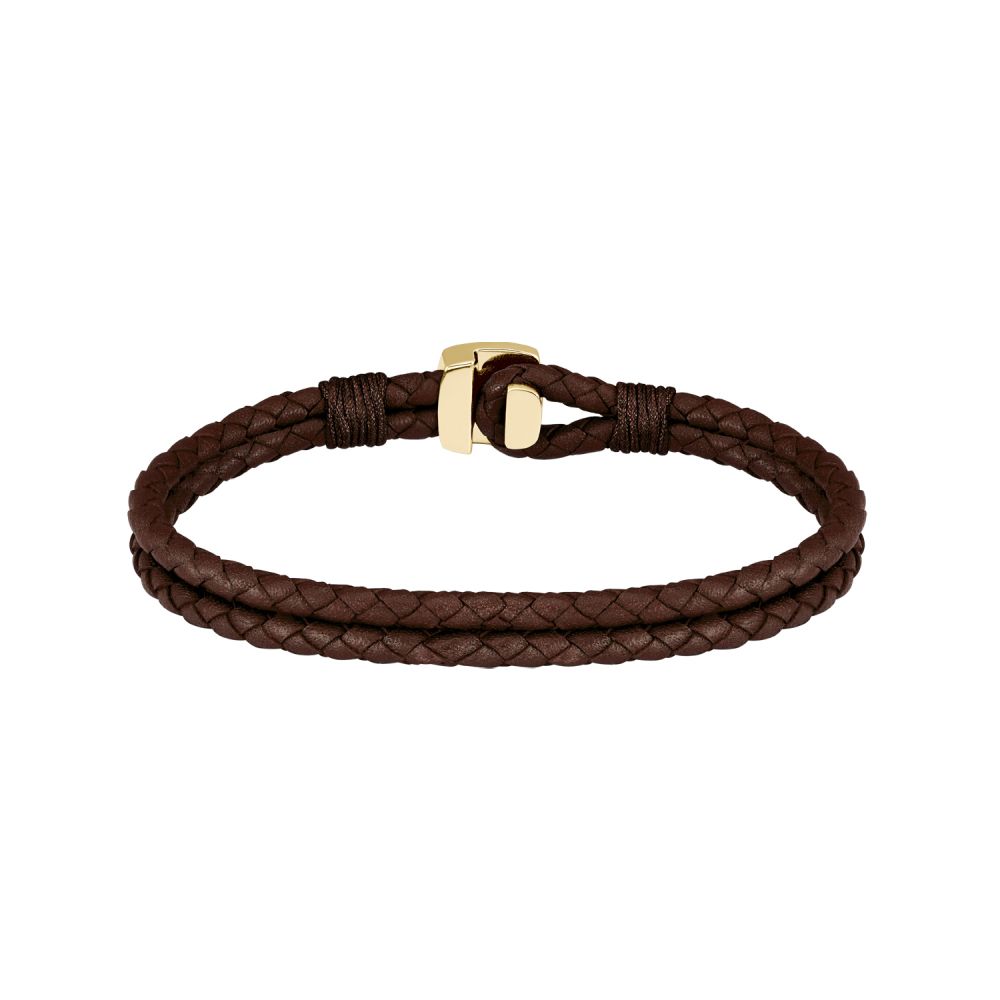 Pulseira Pele Castanha e Aço