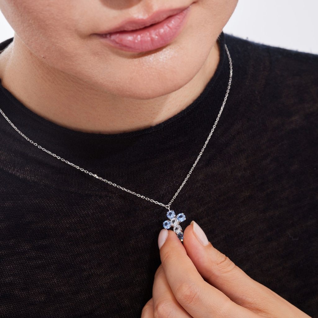 Colar Cristais Azuis Swarovski 