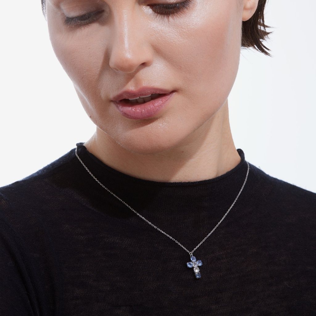 Colar Cristais Azuis Swarovski 