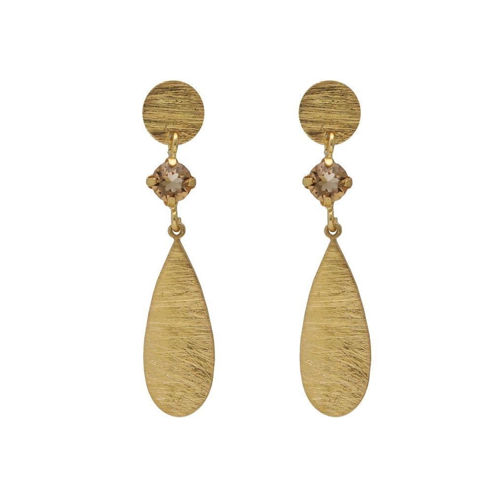 Brincos Cristal Champanhe Prata Dourada