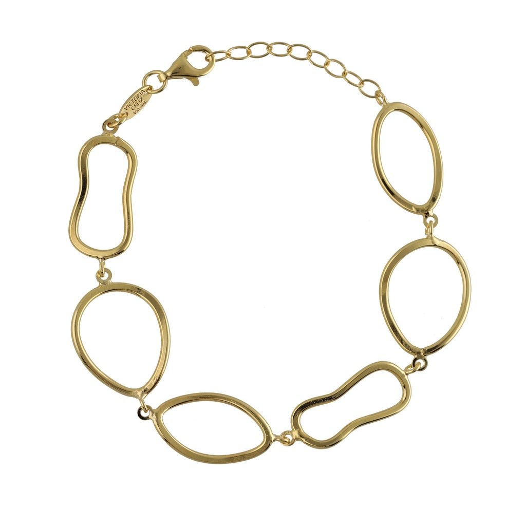 Pulseira Elos Ondulados Prata Dourada