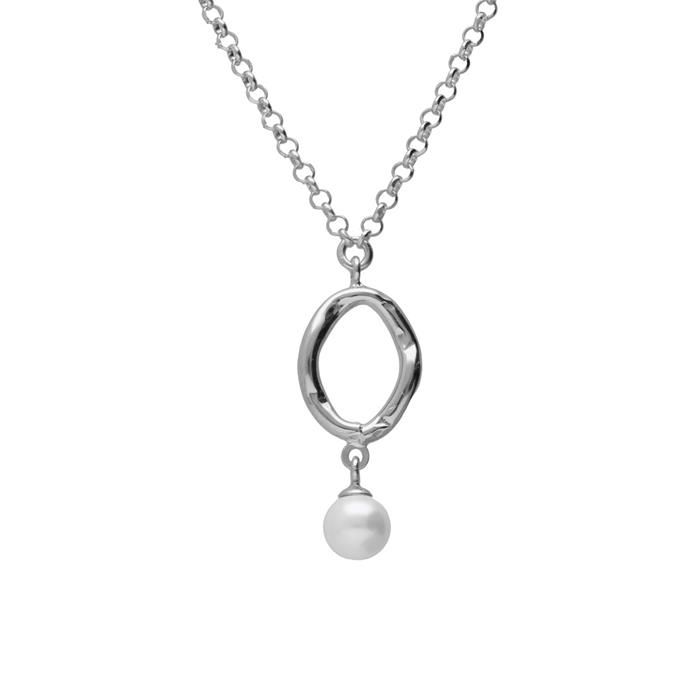Colar Elo Oval e Pérola