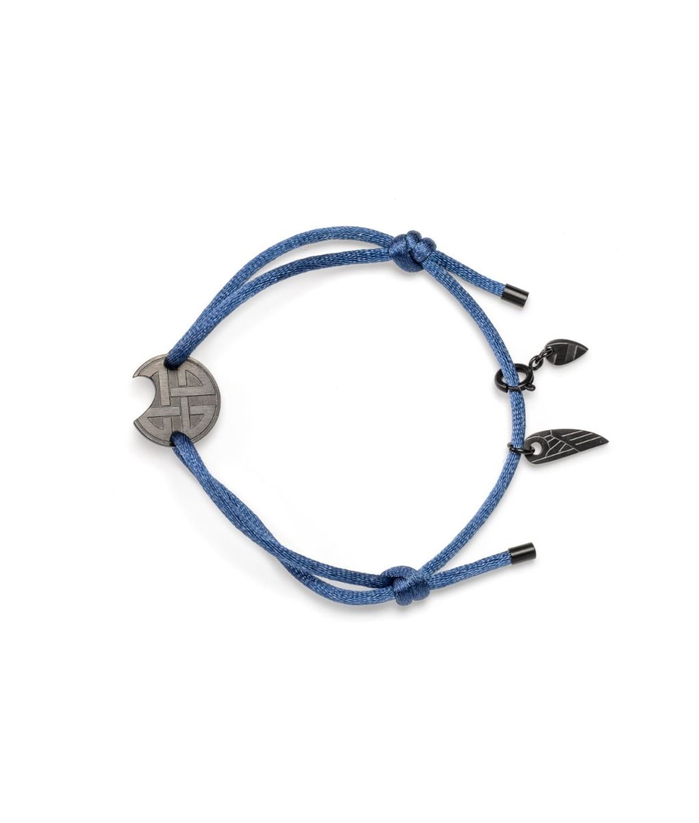 Pulseira Aço Ionizado e Seda Azul
