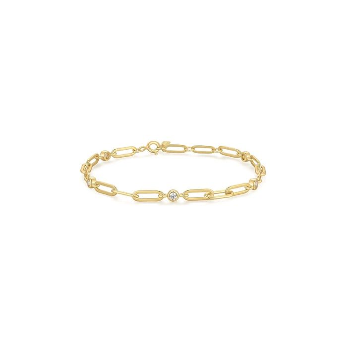 Pulseira Elos e Zircónias Dourada