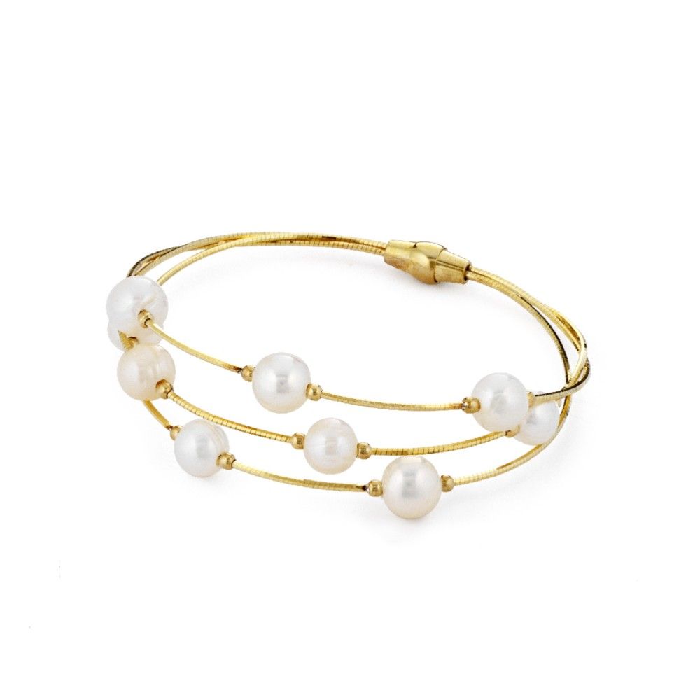 Pulseira Dourada Várias Pérolas 