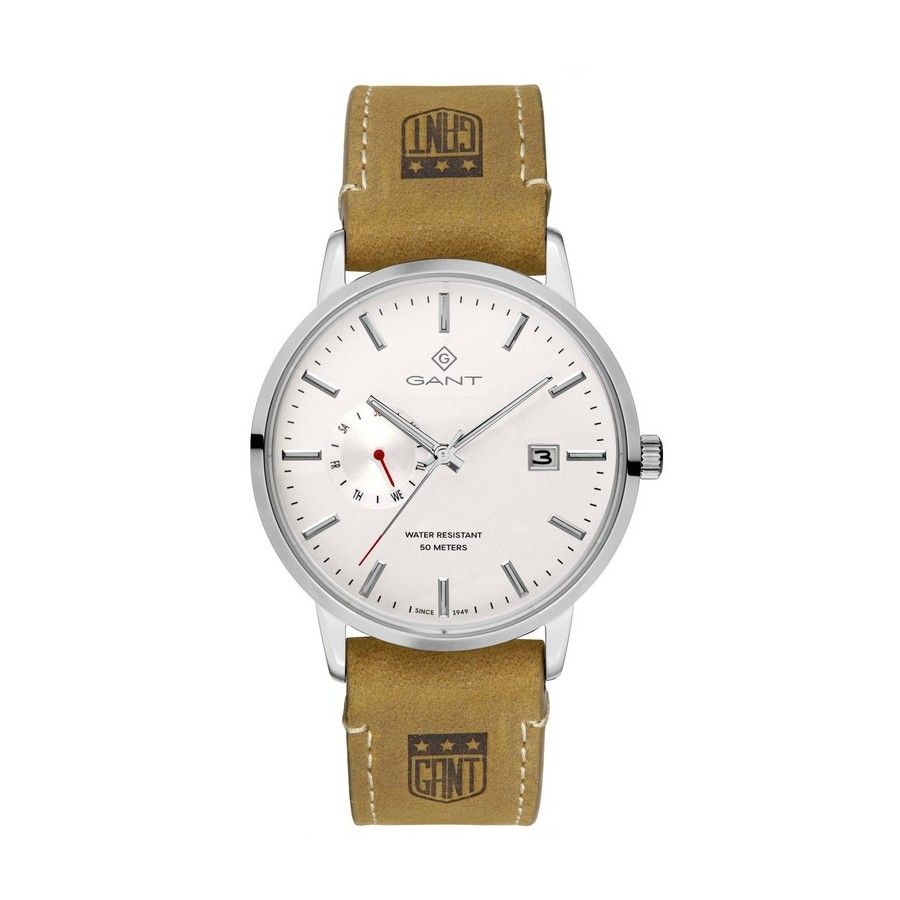 Relógio Fundo Branco e Bracelete Pele