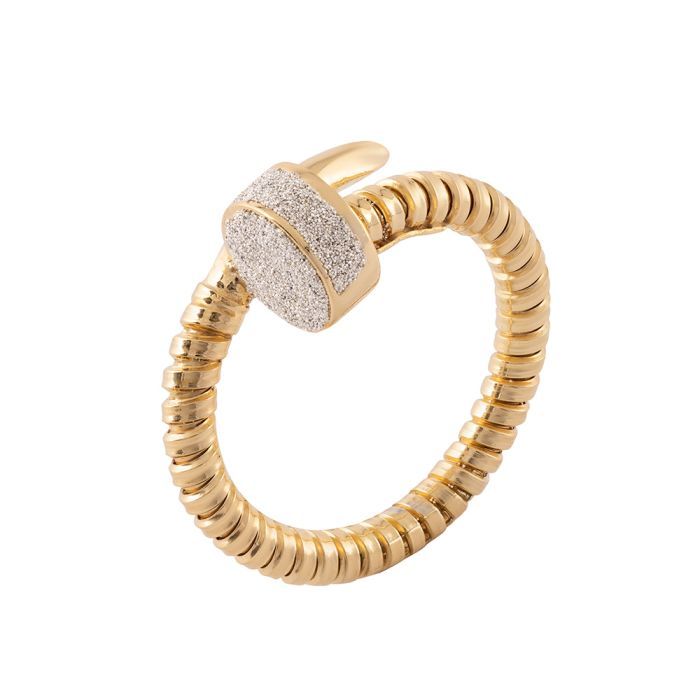 Anel Dourado Prego Pó Diamante