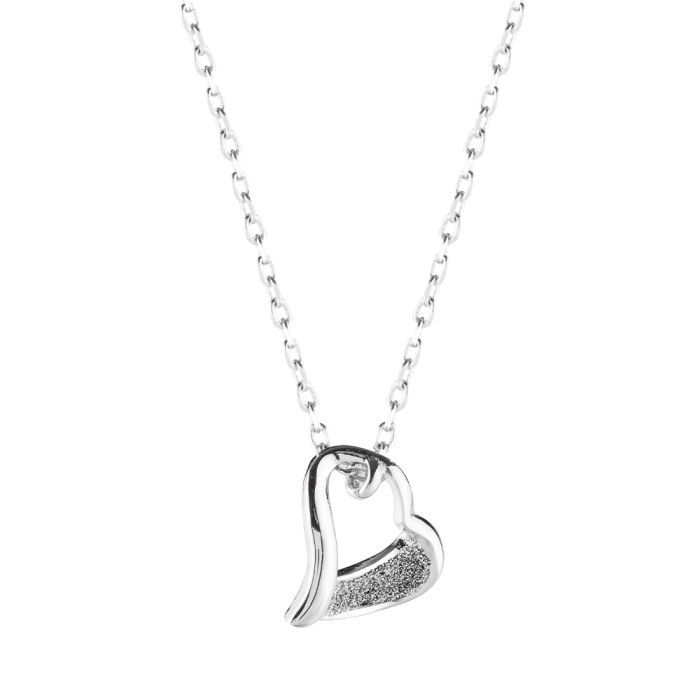Colar Coração Pó Diamante Cinza