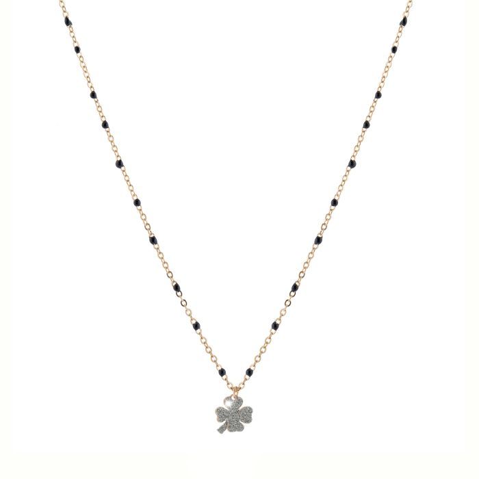 Colar Onix e Trevo Pó Diamante