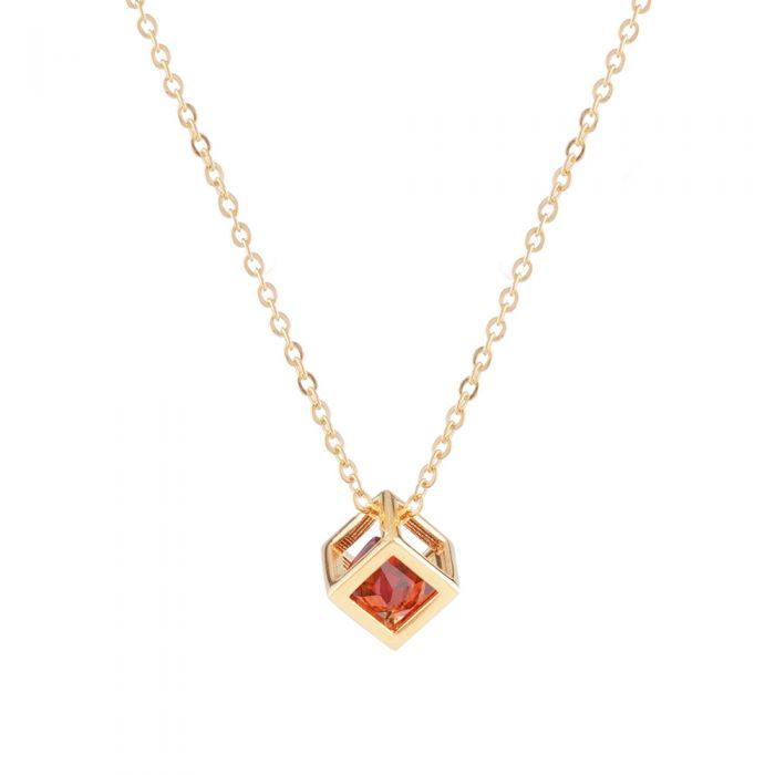 Colar Dourado Coração Vermelho