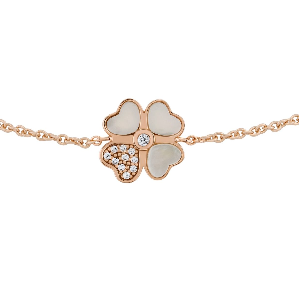 Pulseira Rose Trevo Madrepérola