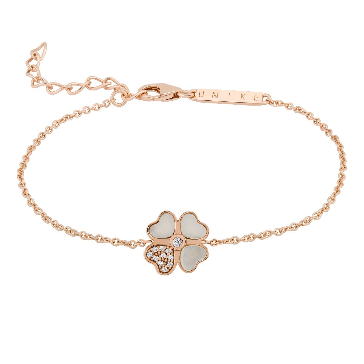 Pulseira Rose Trevo Madrepérola