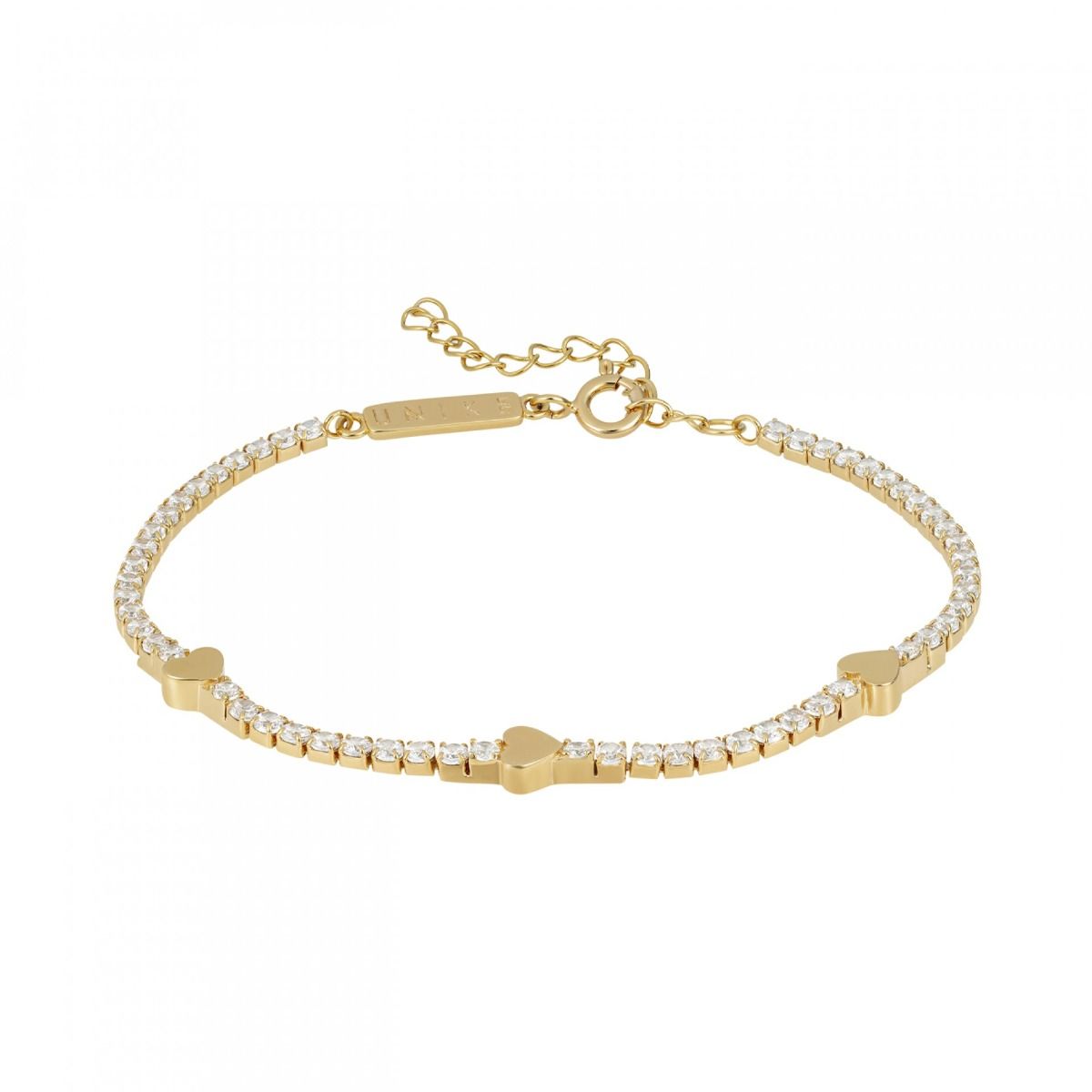 Pulseira Riviera Dourada e 3 Corações