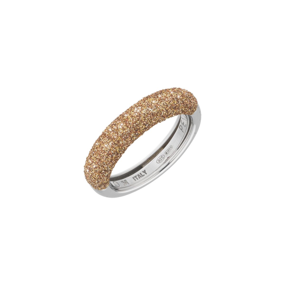 Anel Pó Diamante Dourado em Prata