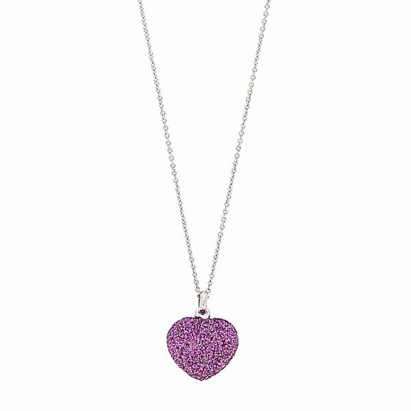Colar Coração Pó Diamante Fushia