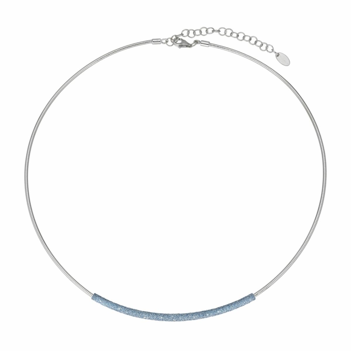 Colar Pó Diamante Azul em Prata