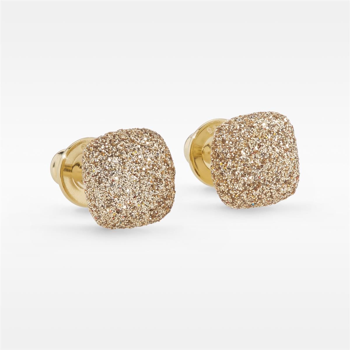 Brincos Quadrado Pó Diamante Dourado