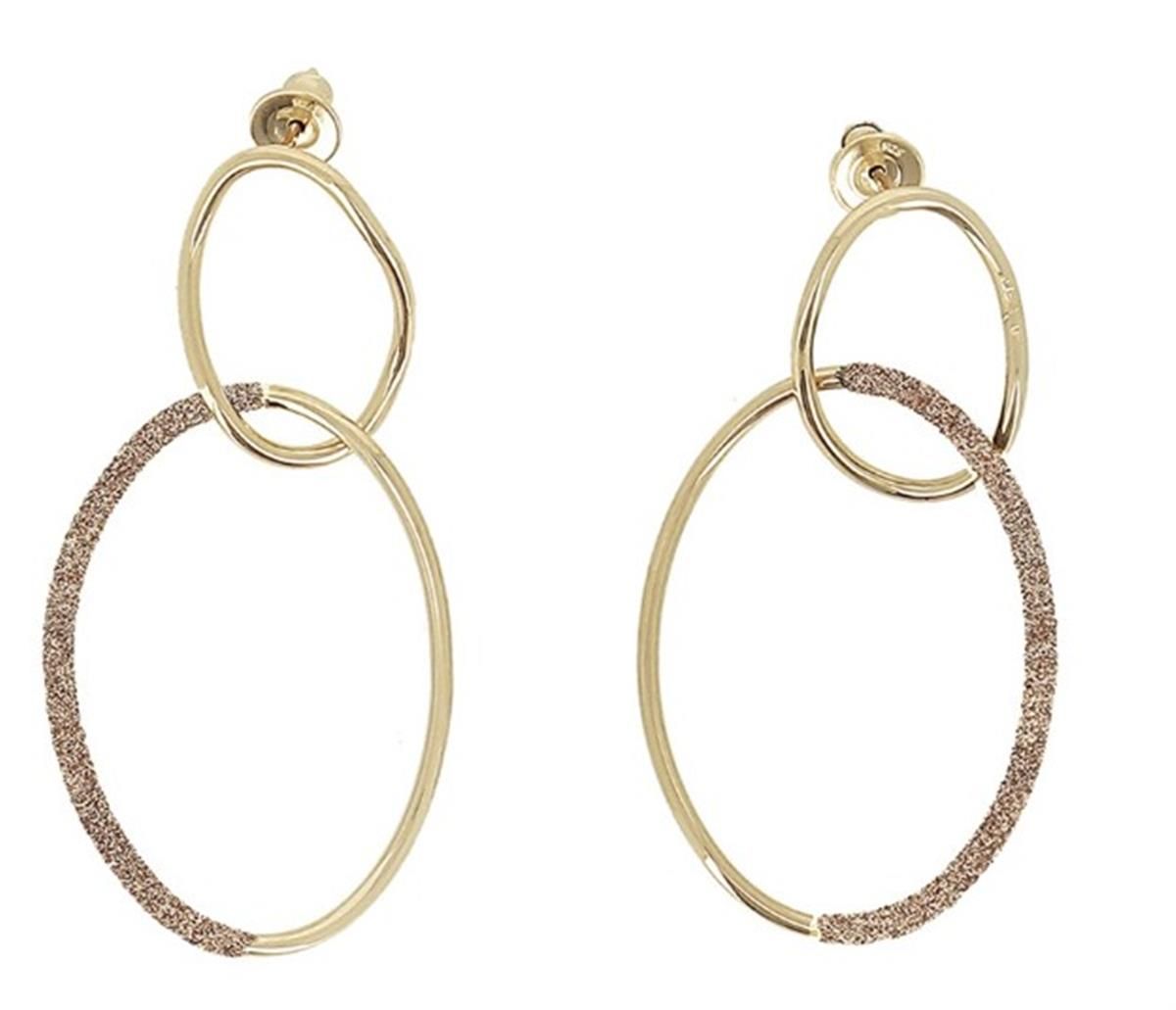 Brincos 2 Argolas Pó Diamante Dourado