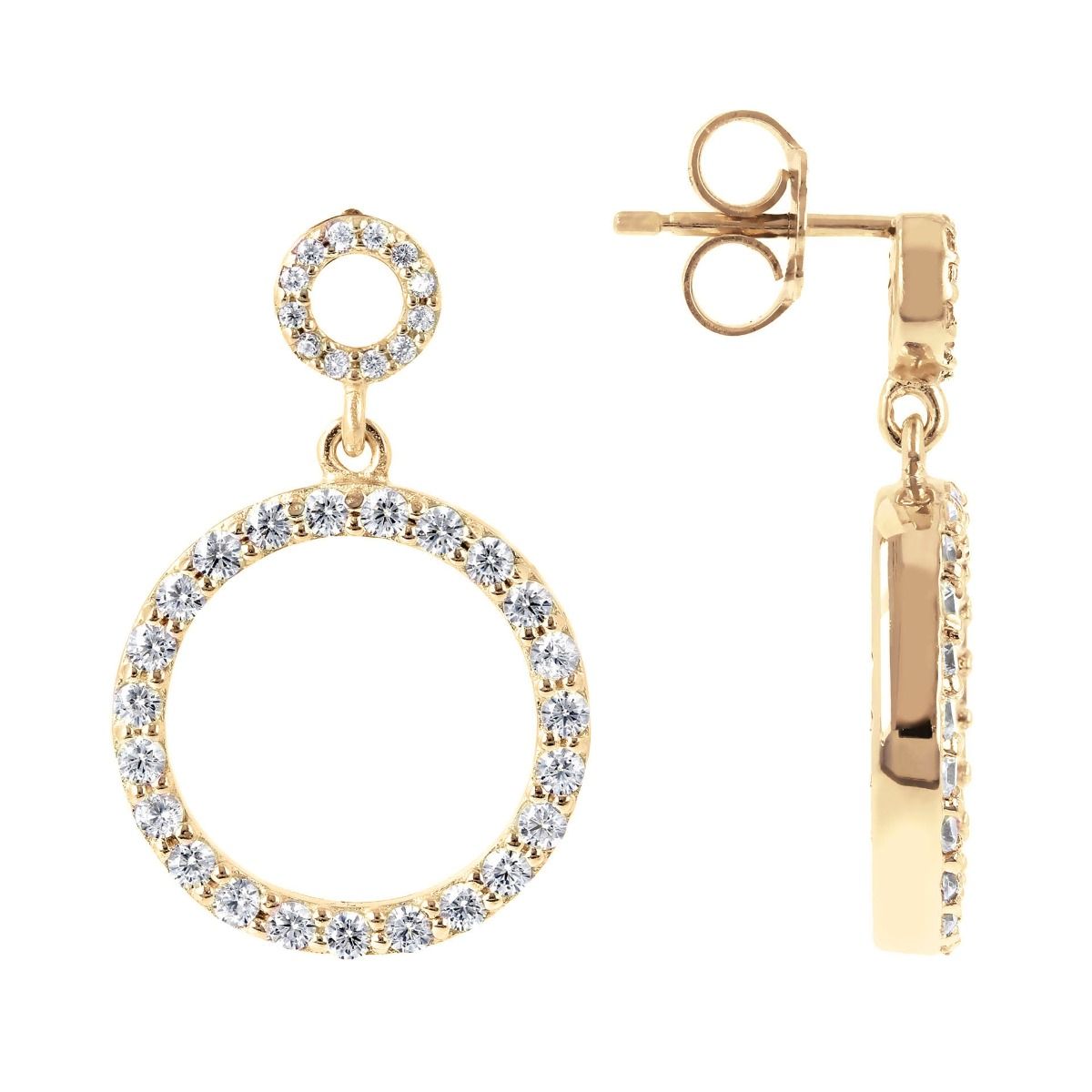 Brincos Circulo com Cristais Dourado