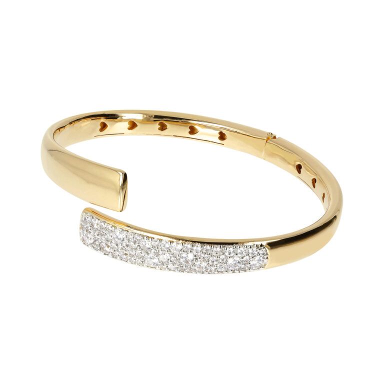 Pulseira Aberta Cravada Dourada