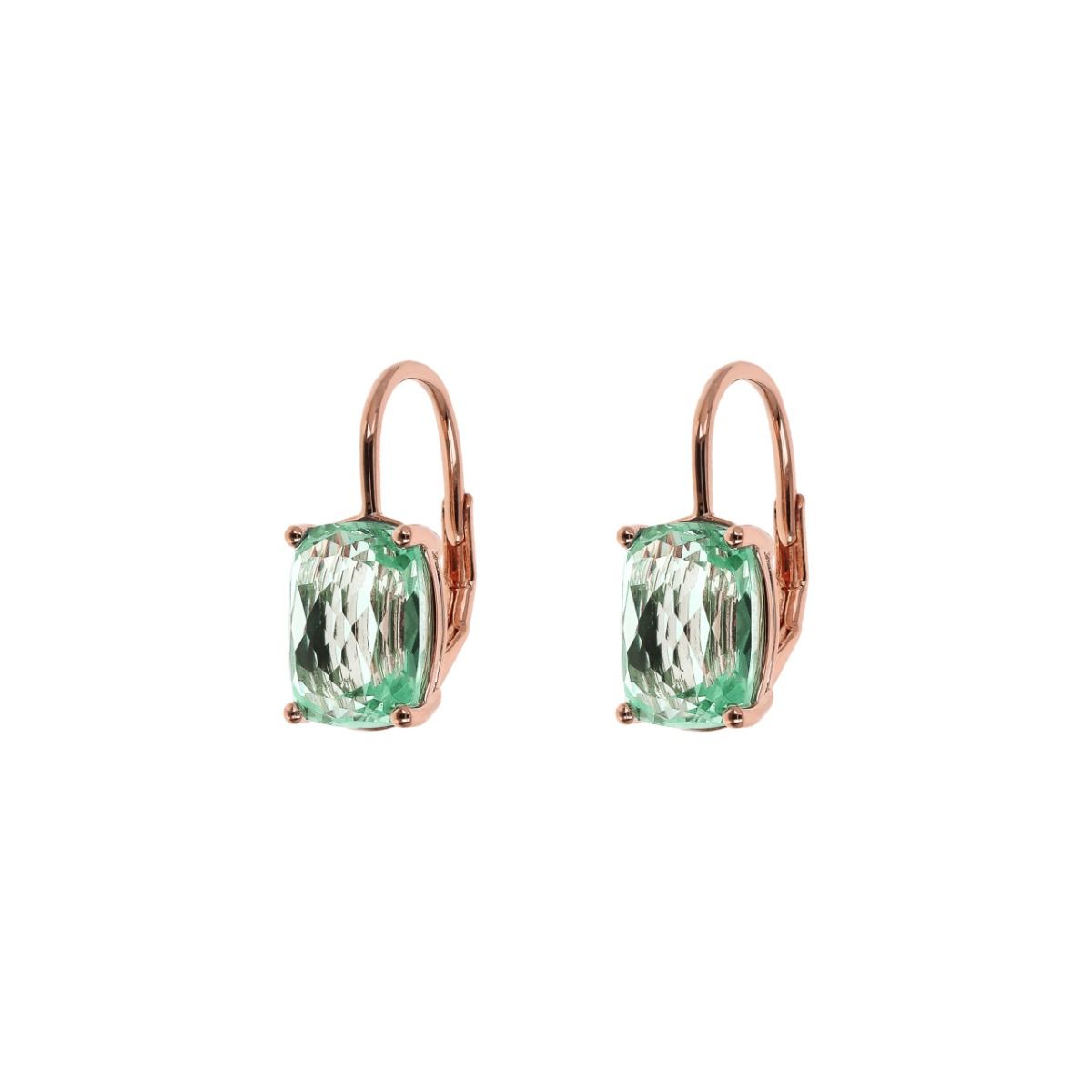 Brincos Rose e Pedra Verde