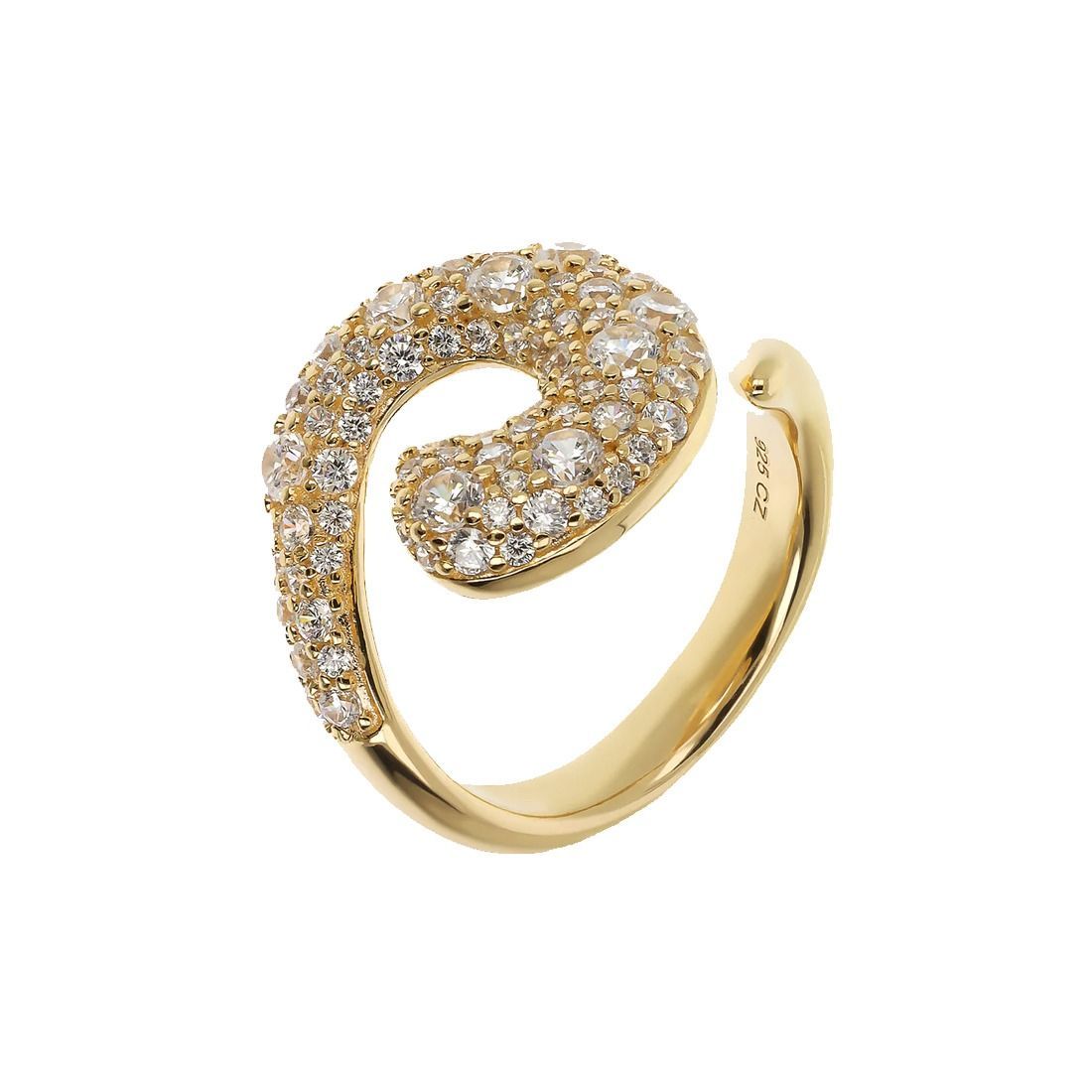 Anel Caracol Dourado e Cristais