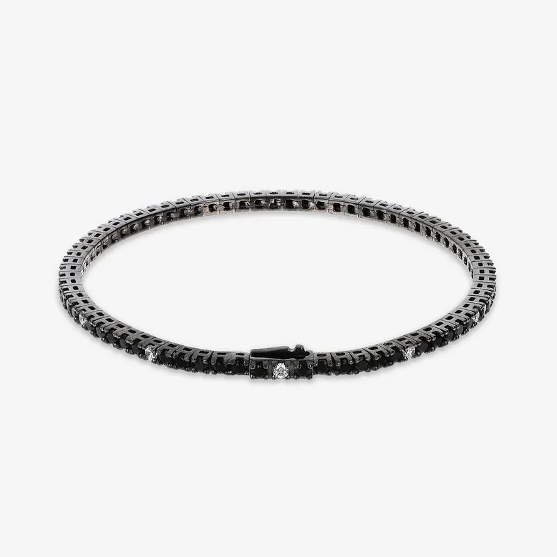 Pulseira Riviera Pedras Pretas/Brancas