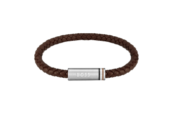 Pulseira Couro Castanho e Aço 