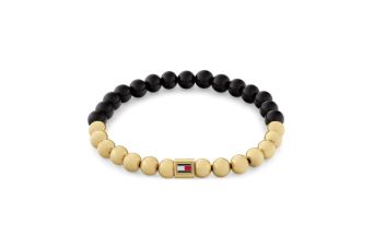 Pulseira Ónix e Bolas Douradas