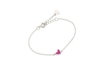 Pulseira Coração Fushcia