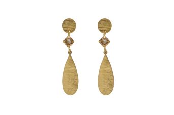 Brincos Cristal Champanhe Prata Dourada
