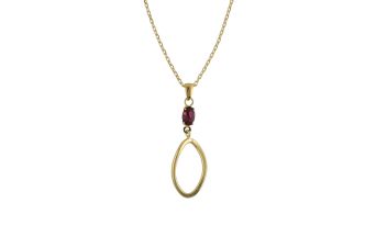 Colar Cristal e Elo Oval em Prata