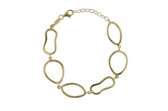 Pulseira Elos Ondulados Prata Dourada