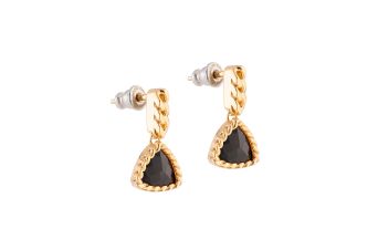 Brincos Pedra Triangular em Bronze