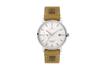 Relógio Fundo Branco e Bracelete Pele