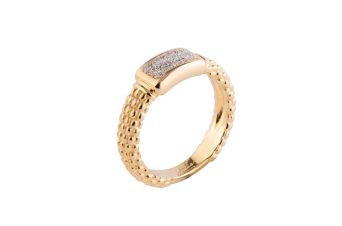 Anel Dourado Centro Pó Diamante