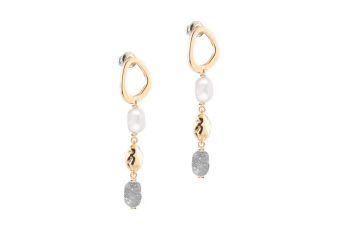 Brincos Pérolas e Pó Diamante