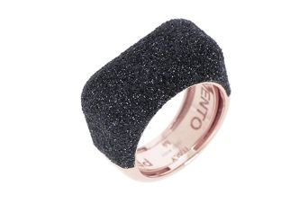 Anel Rose Pó Diamante Preto