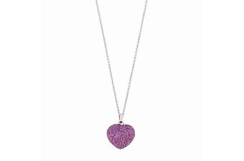Colar Coração Pó Diamante Fushia