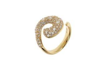 Anel Caracol Dourado e Cristais